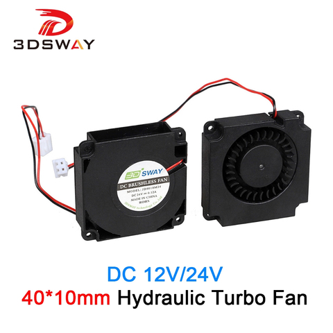 3DSWAY 3D Printer Fan 12V 24V 40*10mm Hydraulic Bearing Blow Radial Cooling Fan Turbo Fan with XH2.54-2P Wire for 3D Printer Kit ► Photo 1/4