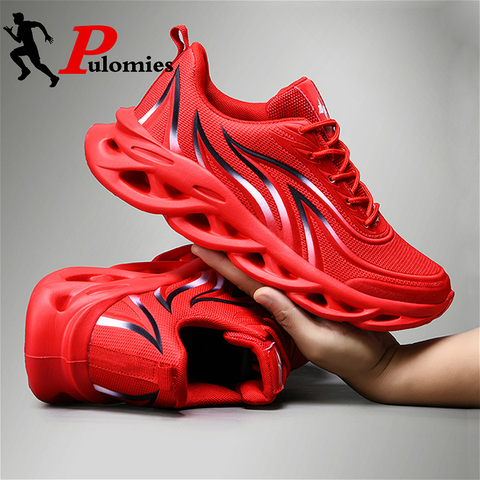 PULOMIES New Men Sport Tennis Shoes Flame Breathable Blade Running Sneakers Men Casual Walking Shoes Platform Sneakers Footwear ► Photo 1/6