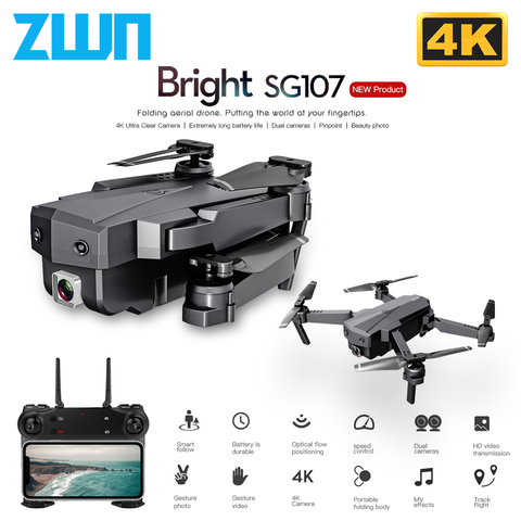 ZWN SG107 Mini Drone with 4K WIFI FPV HD Dual Camera Quadcopter Optical Flow  Rc Dron Gesture Control Kids Toy  VS E58 E68 SG106 ► Photo 1/6