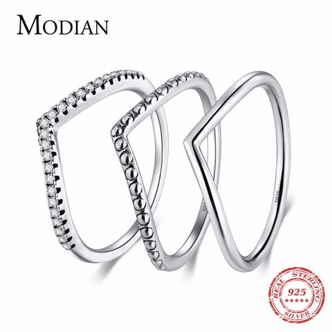 Modian 2022 New Stackable 100% 925 Sterling Silver Simple Fashion Geometric Ring Classic Finger Fine Popular jewelry For Women ► Photo 1/6