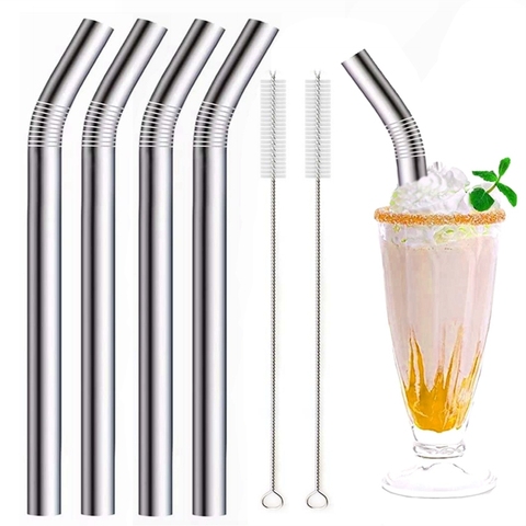 304 Stainless Steel Smoothie Straws 12mm Wide Reusable Metal Drinking Straw for Milkshake Boba Bubble Tea Bent Straws Set ► Photo 1/6