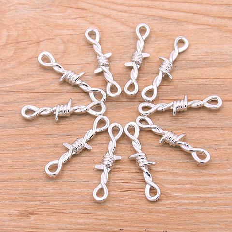 15Pcs 10*34mm 2022 New Double Sided Hemp Rope Connector Daily Necessities Charm Alloy For DIY Jewelry Bracelet Necklace Marking ► Photo 1/4