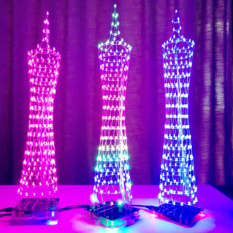 Colorful/Red/Green/Blue/Pink LED Electronic DIY Kit Electronic Training Welding Production Light Cube GuangZhou Tower LED Lights ► Photo 1/5