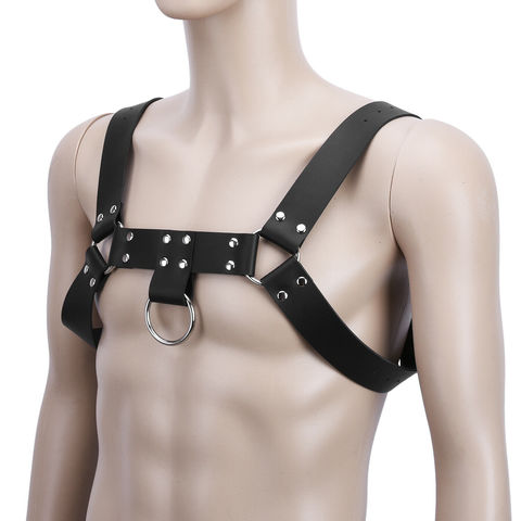 Men PU Leather Strap Bulldog Body Restraints Top Harness Belt Vest Fetish Muscle Party Costume ► Photo 1/6