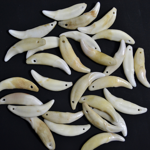YZ001 Ecru White Brown Tooth Natural Bone Beads Pendants For Diy beads Making Fashion Jewelry Accessories 20~35mm, Hole: 1.5 ► Photo 1/6