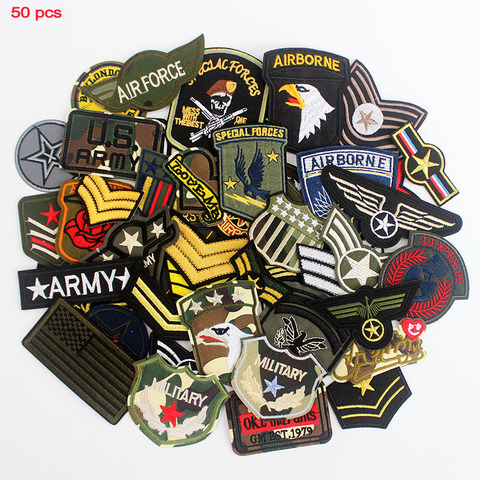 50pcs a Lot Army Military Patches Airborne Badges Iron on for Cloth Uniform Sewing Embroidered Stickers DIY Appliques Mixed ► Photo 1/5