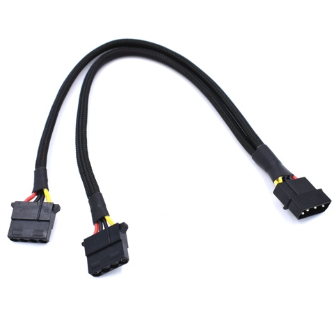18AWG Molex  4 Pin male to Dual 4 Pin Female IDE Molex Power Connectors Sleeved Y Splitter Cable ► Photo 1/3