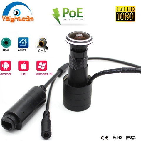 Vsightcam POE Power Door Eye Hole IP Camera 1.78mm Wide Angle FishEye Lens 1080P HD Mini Peephole CCTV Web Security Camera Audio ► Photo 1/6