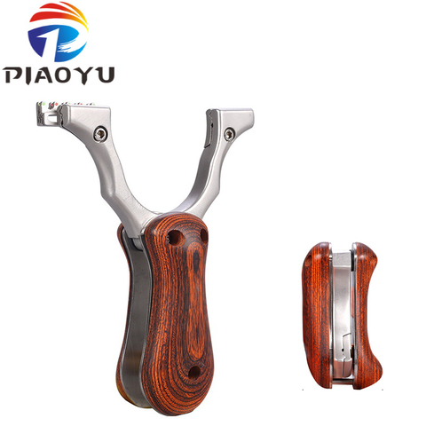 New Stainless Steel Folding Slingshot Portable Flat Rubber Band No-binding Design Fiber Optic Sight Outdoor Shooting Slingshot ► Photo 1/6