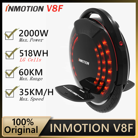 2022 Original INMOTION V8F Unicycle widen sandpaper pedal 16' Monowheel built in legpads one wheel self balance electric scooter ► Photo 1/1