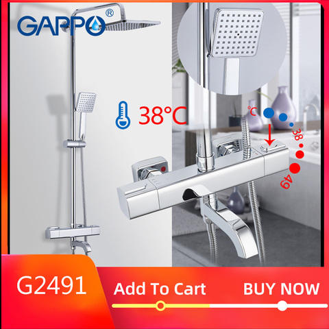 GAPPO shower system thermostatic Bathtub mixer tap waterfall faucet shower thermostat tap rainfall shower sets ► Photo 1/6