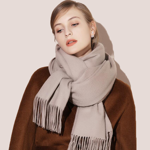 2022 Winter Scarf Solid Thicker Women Wool Cashmere Scarves Neck Head Warm Hijabs Pashmina Lady Shawls And Wraps Bandana Tassel ► Photo 1/6