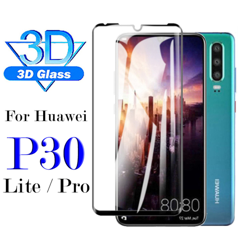 protective glass on for huawei p30 lite light hauwei p30 pro p30lite tempered glas tremp 3d cover screenprotector p 30 light 9h ► Photo 1/6