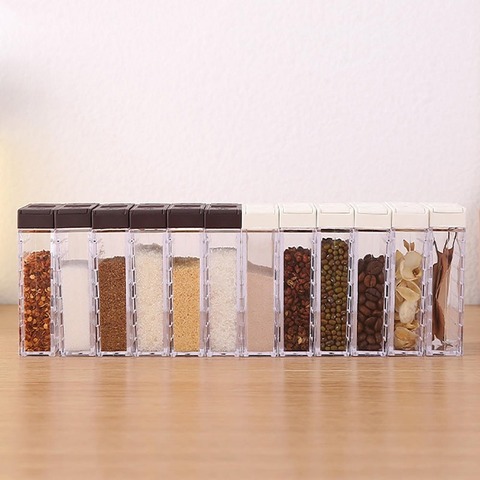 6pcs/set Spice Seasoning Box PP Salt Pepper Jars Box For Kitchen Spice Storage Organizer Box Home Organization ► Photo 1/6