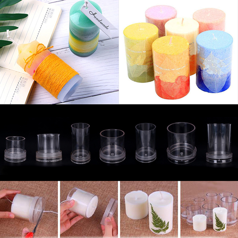 DIY Handmade Candle Craft Cylinder Plastic Mold Scented Candle Mold Home Festival Decoration Gift Mold Conjoined Flat Head ► Photo 1/6