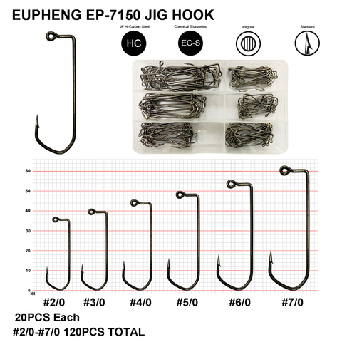 Eupheng EP-7150 Barbarian Jig Heads Hooks Assortment Ultimate Point Wide Gap Chemical Sharpening Black Nickle Plated Hook ► Photo 1/3