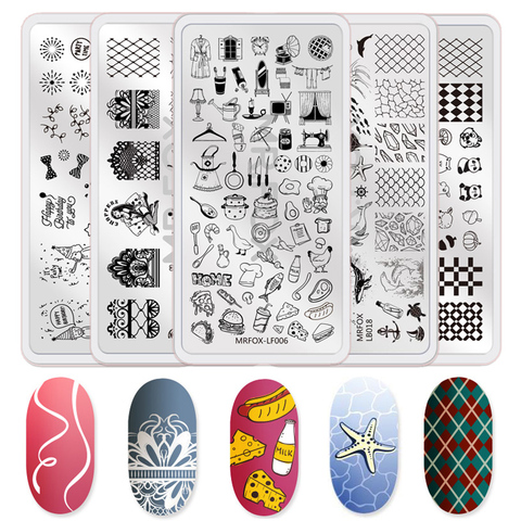 1PCS Nail Stamping Plates Food Starfish Lace Flower Printing Image 12*6cm Nail Art Stencil Template Mold Manicure Stamp Tools ► Photo 1/6