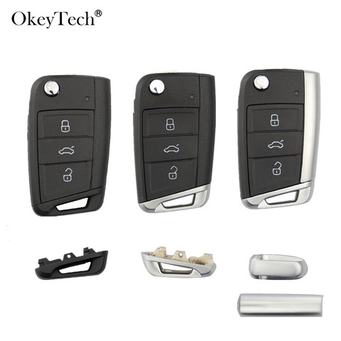 Okeytech 3 Buttons Remote Car Key Shell Case Cover Fob For Volkswagen Passat Golf 7 MK7 Skoda Seat Leon For Skoda Octavia ► Photo 1/6