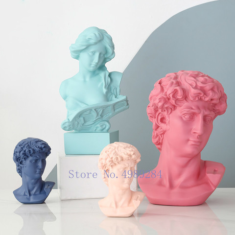 Creative Nordic Resin character sculpture Human head David Retro Crafts ornaments Imitation plaster Modern home decorations ► Photo 1/1