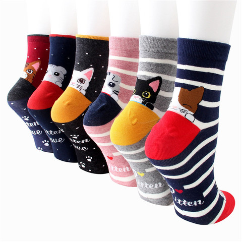 New arrival women's socks color spring autumn-winter funny cartoon sock ladies and woman's striped cotton socks ► Photo 1/6
