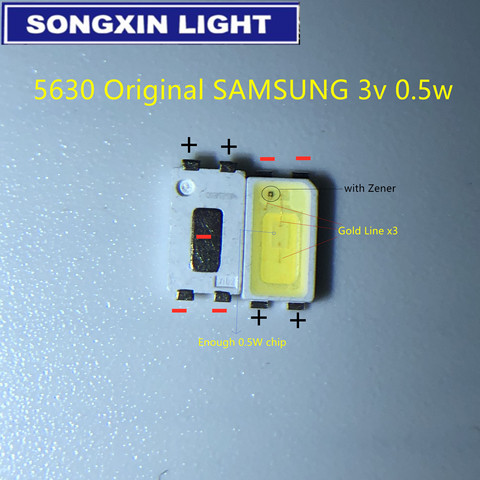 100pcs High Power FOR SAMSUNG 5630 LED PLCC-4 Television Backlit Super Bright Diode SMD 5630 LCD 0.5W 3V Cool White TV Backlight ► Photo 1/6
