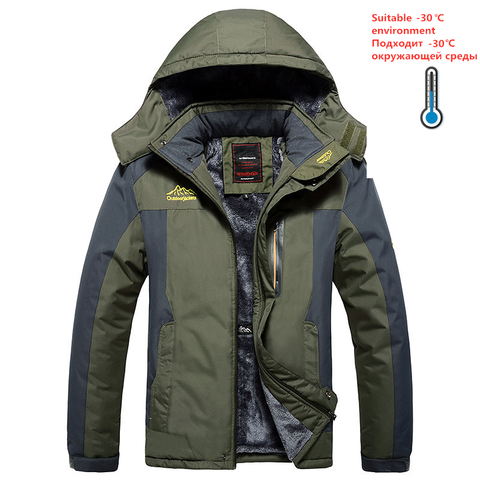 New Plus Size 8XL 9XL 2022 Winter Fleece Jacket Warm Coat Parkas Men Military Waterproof Outwear Down Parkas Windbreaker Men ► Photo 1/6