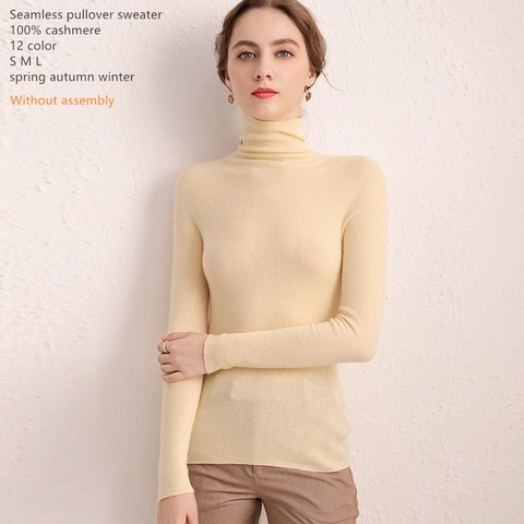 Naizaiga 100% cashmere Seamless one-piece cashmere solid pullovers turtleneck girl female women  sweater   ,DGYS20 ► Photo 1/6