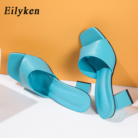 Eilyken 2022 New Women Slipper Summer Outdoor Sandal Square High Heel Slip On Flip Flop Elegant Women Slides Sandal size 41 42 ► Photo 1/6