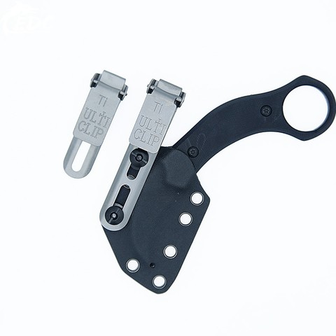 ULTI titanium alloy long and short detachable hidden knife holster accessories lightweight back clip K clip sheath with screws ► Photo 1/5