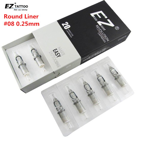 EZ Revolution Tattoo Needles Cartridge Round Liners #08 0.25mm for cartridge machine and grips 20 pcs /box ► Photo 1/5