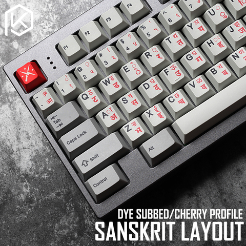 kprepublic 139 Sanskrit root font language letter Cherry profile Dye Sub Keycap PBT for gh60 xd60 xd84 cospad tada68 87 104 ► Photo 1/5