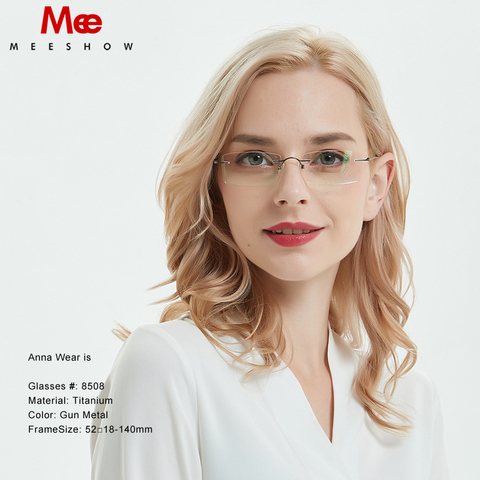 Meeshow Titanium Glasses Women Men Ultralight Rimless Eye Glasses Square Optical Myopia Frame Europe Prescription Glasses 2022 ► Photo 1/6