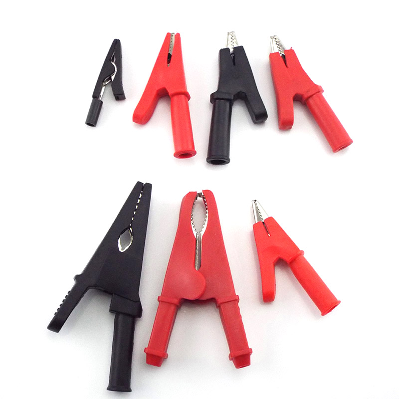 2pcs Full Insulated Alligator Clip to 4mm Banana Female Test Adapter Red Black 
