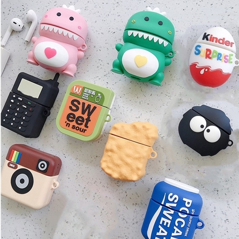 3D Cartoon Dragon funny cute silicone Case For Apple Airpods 2 1 cover For Air pods 1 2 Case Wireless charging soft Cover Box ► Photo 1/6