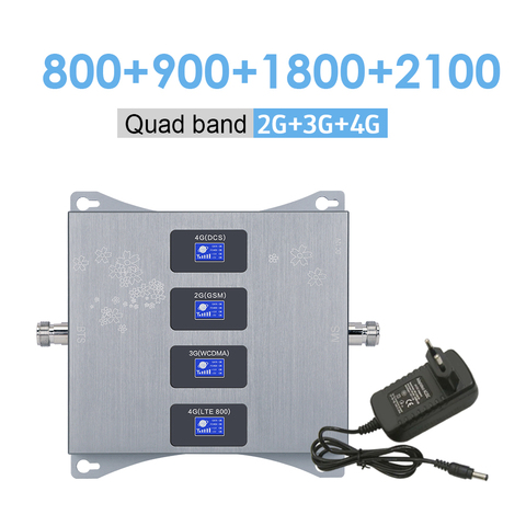 LTE 800 900 1800 2100 MHz Qaud Band Mobile Signal Amplifier 2G 3G 4G Cell Phone Booster 4G LTE GSM DCS WCDMA Cellular Repeater @ ► Photo 1/6