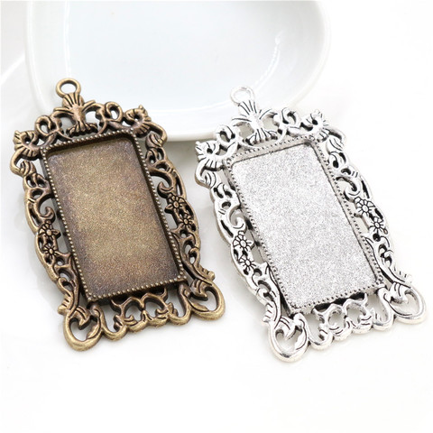 New Fashion 5pcs 19x38mm Inner Size 2 Colors Rectangle Cabochon Base Charms Pendant,Fit  19*38mm Square Glass Cabochons ► Photo 1/6