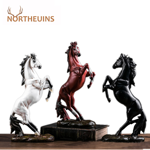 NORTHEUINS Resin Modern Horse Statuette Animal Figurines for Home Living Room Decoration Christmas Gifts Home Decor on the Shelf ► Photo 1/6