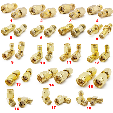 ALLiSHOP 1piece SMA Connector Adapter SMA RP-SMA Adapter Plug Jack Straight and 90° SMA Connectors Goldplated Brass For WIFI FPV ► Photo 1/6