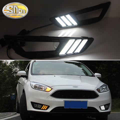 2PCS LED Daytime Running Light For Ford Focus 3 MK3 2015 2016 2017 2022 Yellow Turn Signal Function Waterproof 12V Car DRL Lamp ► Photo 1/6