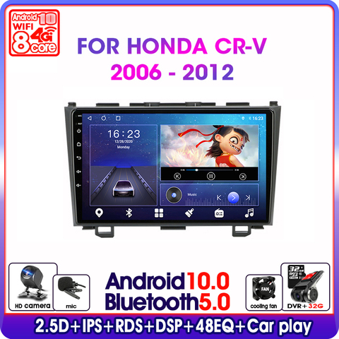 Android10.0 Car Radio For Honda CRV 2006-2012 Audio DSP RDS GPS Navigation 2Din 4G+WiFi Split Screen Multimedia Player Head Unit ► Photo 1/6