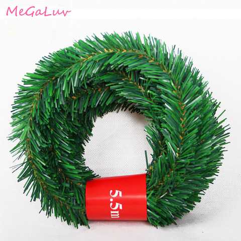 5.5M Pine Needle Rattan Vine Christmas Pendant Decoration Ornaments Xmas Party Hanging Tinsel Green Leaf Garden Xmas ► Photo 1/6