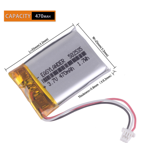 CE HOHS certification 602535 582535 SP5  470mAh Battery For MIO tachograph papago HP F300 F200 F210 QStar A5 DVR parkcity 710 ► Photo 1/6