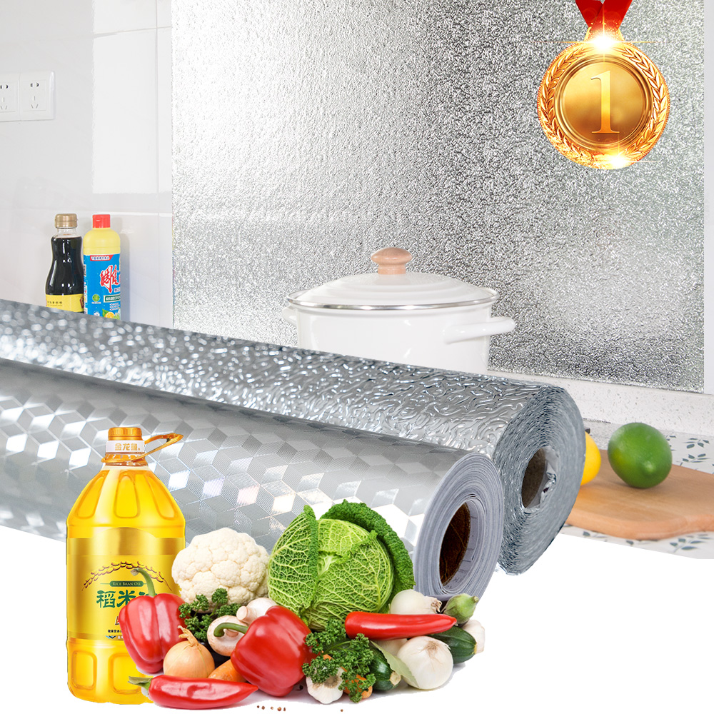 Aluminum Foil Wall Stickers Waterproof Oil Proof Self Adhesive Stickers Kitchen