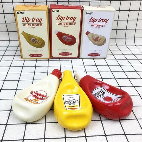 Creative Ketchup Bottle Shape, Soy Sauce Dish, Mustard Dish, Ceramic Extruded Dish, Dish, Home Table Decoration and Practical ► Photo 1/6