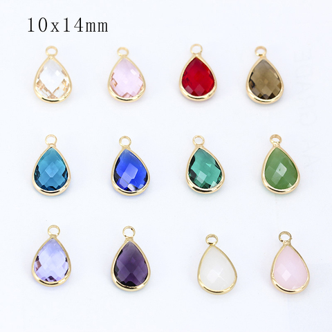 12p10x14mm Assorted Teardrop Faceted Framed Glass Charm Crystal Pendants Earrings Necklace Connectors jewelry making Dress beads ► Photo 1/4