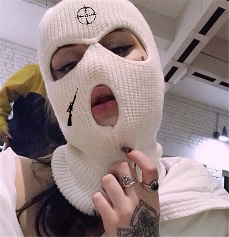 Embroidery Sniper Rifle Balaclava Full Face Mask  Winter Hat for Woman Ski Mask Warm Knit Full Caps Outdoor Sports Beanies ► Photo 1/6