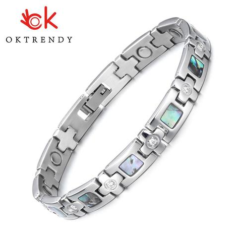 Magnetic Stainless Steel Link Chain Charm Magnetic Germanium Far Infrared Bracelet For Women Fashion Femme Bangles Jewelry ► Photo 1/6