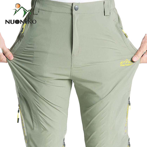 NUONEKO Stretch Hiking Pants Men Summer Breathable Quick Dry Outdoor Pants Mens Mountain Climbing Fishing Trekking Trousers PN44 ► Photo 1/6
