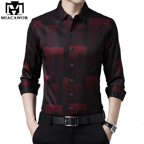 MIACAWOR New Original Design Men Shirts Spring Autumn Long Sleeve Shirt Men Casual Plaid Shirts Slim Fit Camisa Masculina C688 ► Photo 1/6