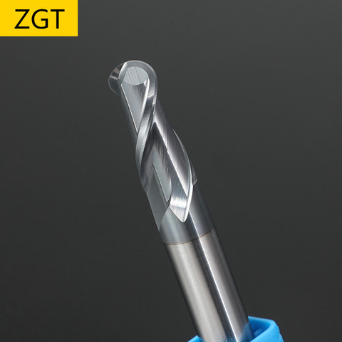 ZGT Ball Nose End Mill CNC Milling Cutter Alloy Carbide Router Bit Milling Tools HRC50 2 Flute Tungsten Steel Ball Nose Endmill ► Photo 1/6